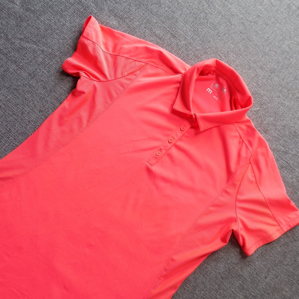 Adidas Golf Polo Shirt Womens Medium Coral Pink Excellent Short Sleeve 1734